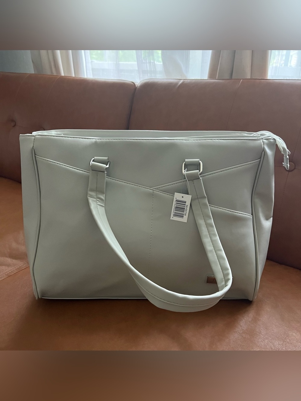 Bella Russo Extra Large Purse TOTE LAPTOP BAG Weekender Bag Light Gray NWT
